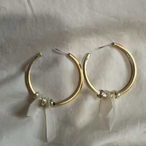 Kendra Scott Gold Hoop Earrings with White Accents